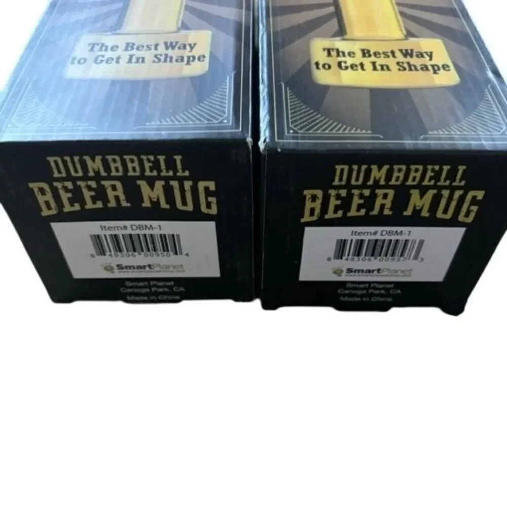 2 Dumbbell Beer Mug 18oz Cups *New*